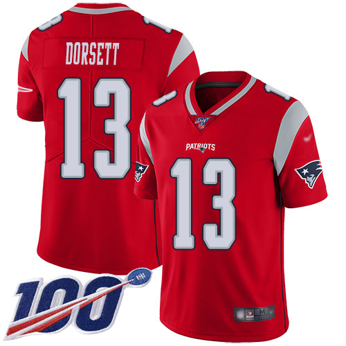 New England Patriots Football #13 100th Season Inverted Limited Red Men Phillip Dorsett NFL Jersey